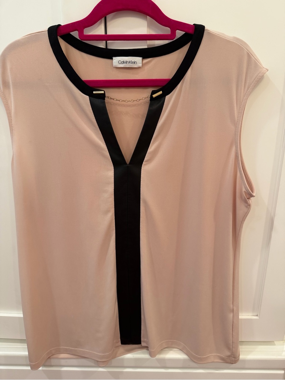 Calvin Klein Blush Pink Sleeveless Top with Black Trim